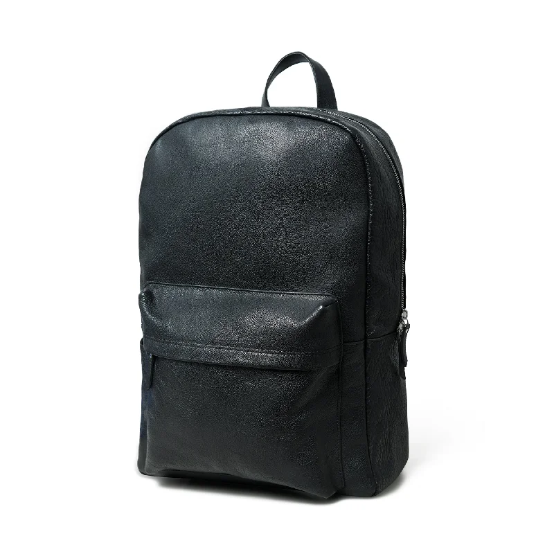 Retro canvas backpack with leather strap details -NoirTrek Leather Backpack 1.0