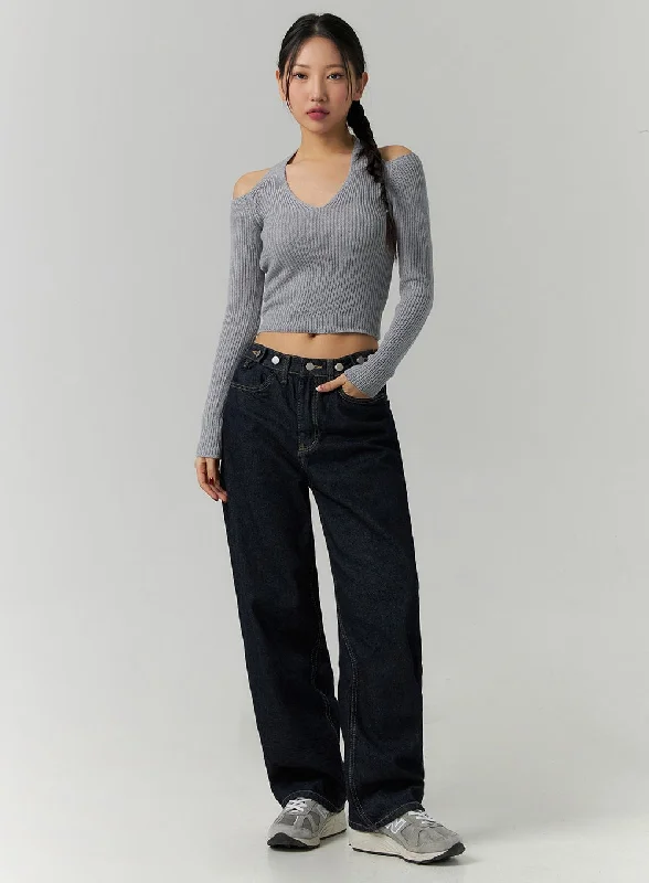 Embellished Back Pocket Jeans for Glamour -Straight Leg Blue Jeans CD304