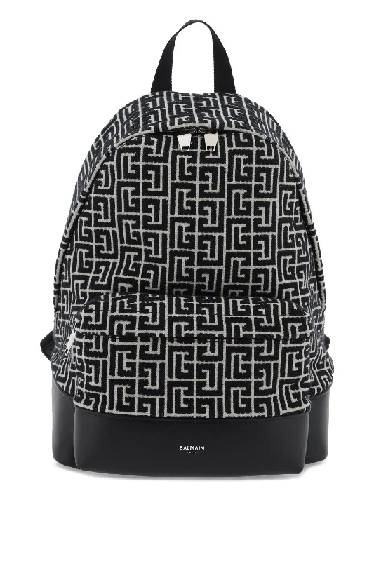 Mesh panel backpack for ventilated hiking comfort -jacquard backpack with monogram