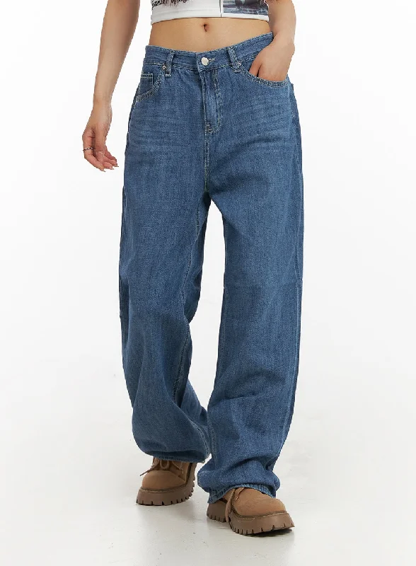 Graduation Jeans for Milestone -Solid Low Rise Baggy Jeans CY407