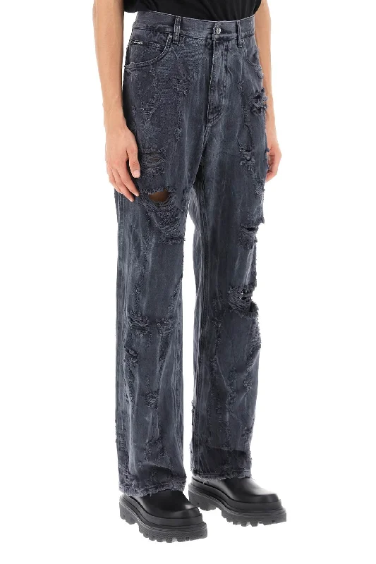 Decorated Back Pocket Jeans for Style -destroyed-effect jeans