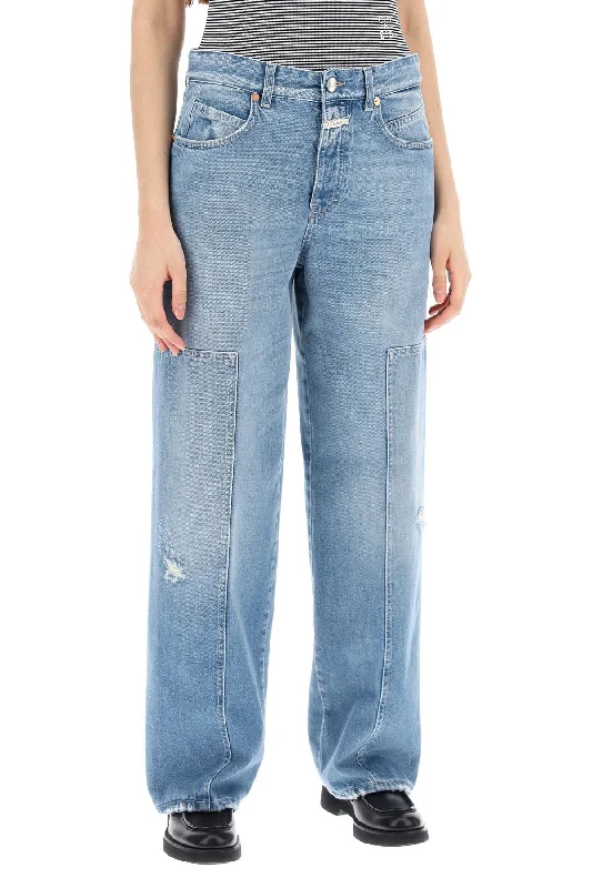 Frayed Hem Jeans for Edgy -nikka jeans with patches