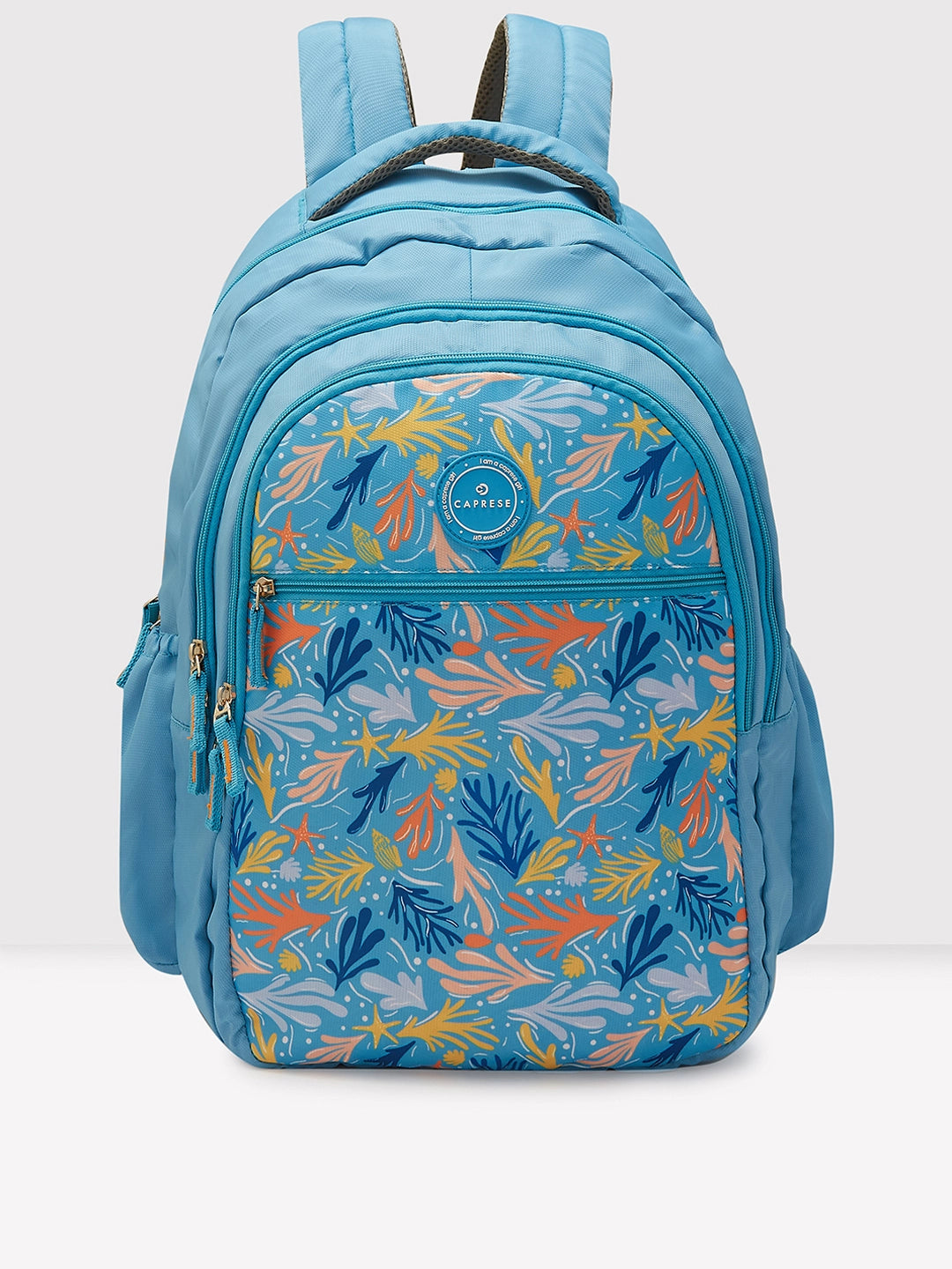 Compact hiking backpack with rain cover included -Caprese Xenia School Laptop Backpack Large Printed Light Blue