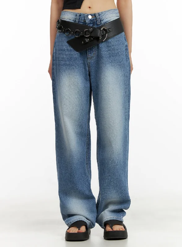 Tapered Jeans for Modern -Solid Baggy Jeans CU410