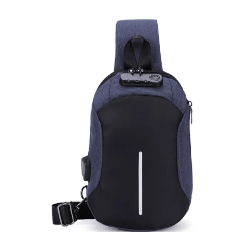 Adjustable strap backpack for custom fit comfort -Anti-Theft Bib Backpack Waterproof Shoulder Usb - Blue