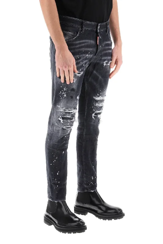 Tapered Jeans for Modern -skater jeans in black diamond&studs wash