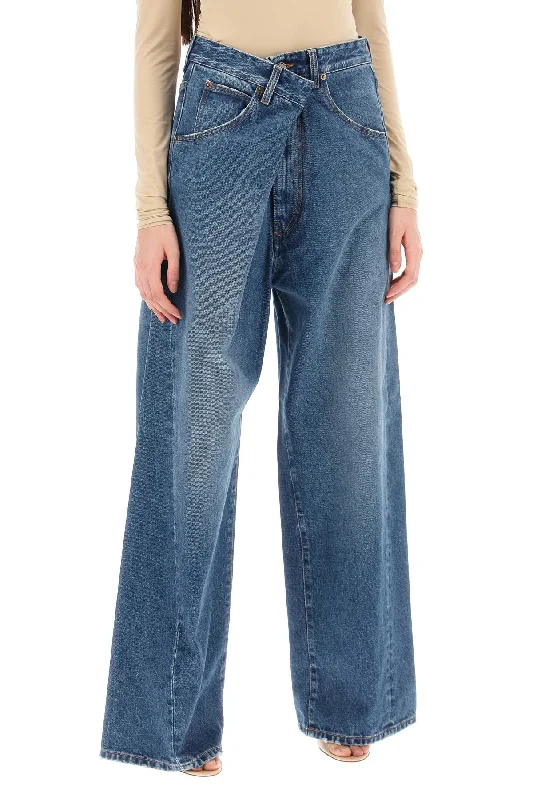 Cargo Jeans for Utility -ines' baggy jeans with folded waistband