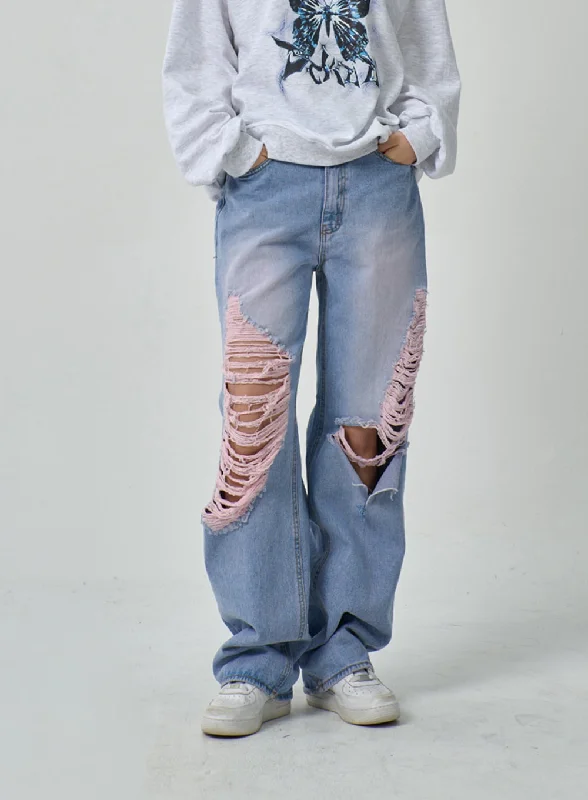 Yoga Jeans for Stretch -Ripped Wide Jeans IF315