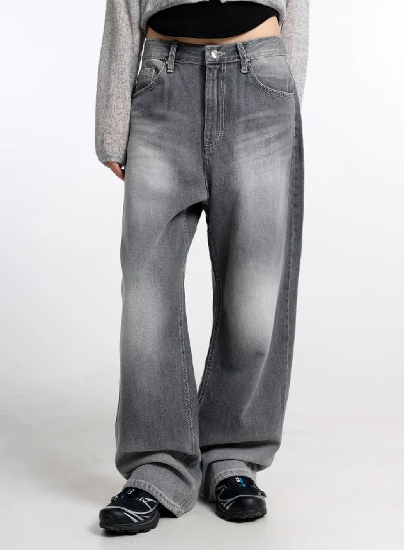 Bootcut Jeans for Flattering -Washed Baggy Jeans CM415