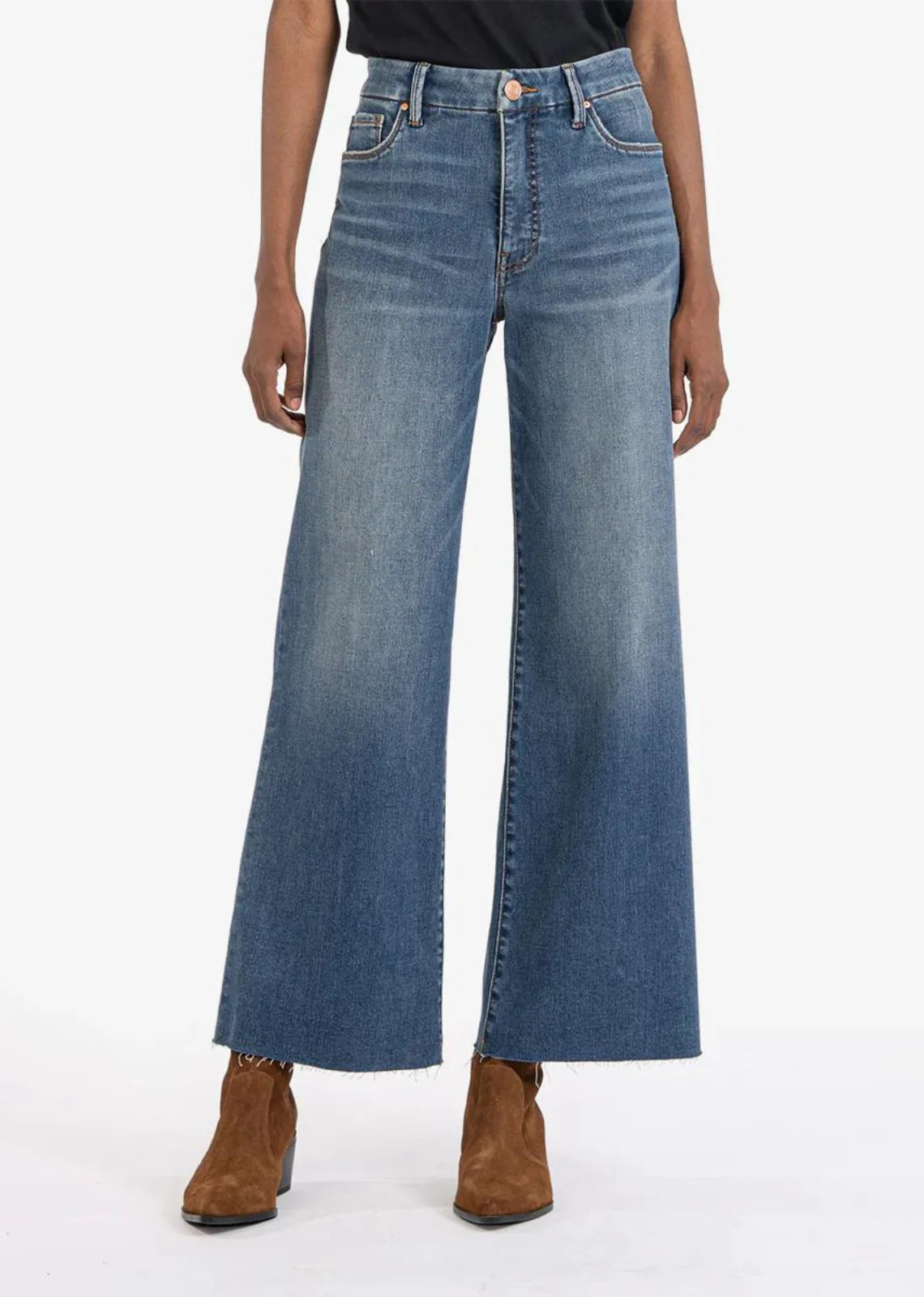 Cargo Jeans for Utility -Meg High Rise Wide Leg Raw Hem Jeans