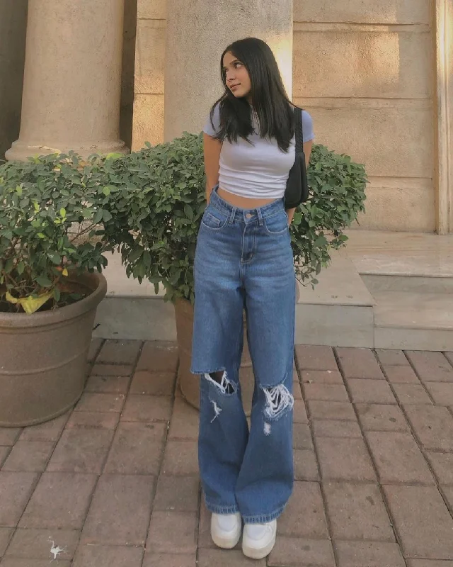 Mom Jeans for Vintage Appeal -Aesthetic High Waisted Wide Fit Baggy Jeans