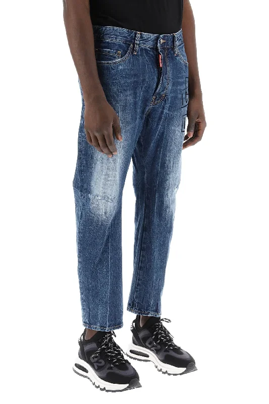 High-end Jeans for Exclusivity -Dsquared2 "dark wash icon stamps bro jeans in