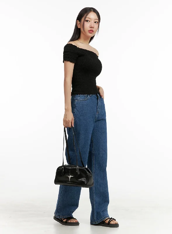 Work Jeans for Tough Jobs -Blue Wide-Leg Jeans OU407