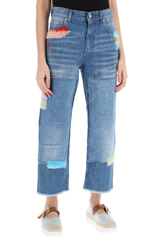 Sustainable Jeans for Eco -cropped jeans with mohair inserts