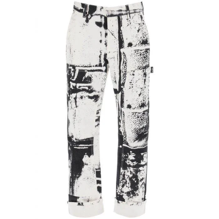 Rolled Shorts Jeans for Style -Alexander McQueen fold print workwear jeans