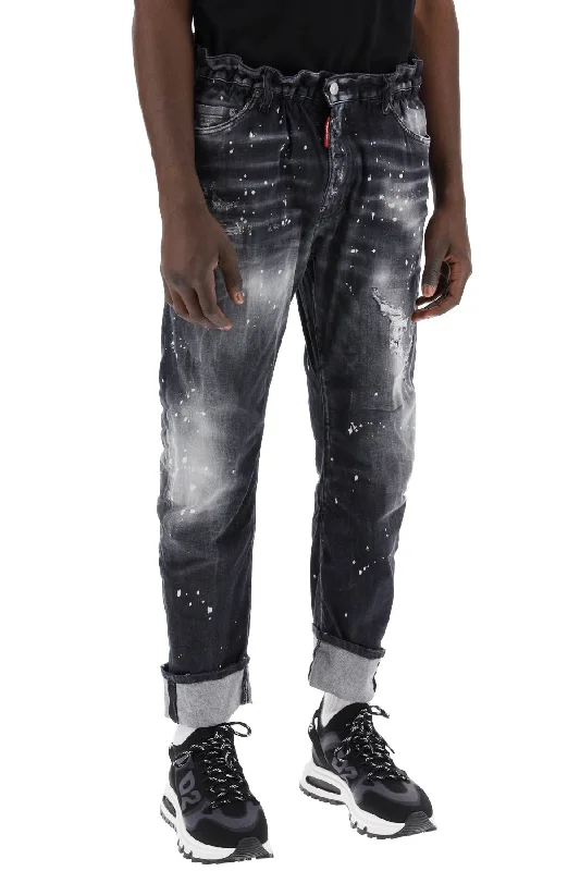 Embroidered Jeans for Detail -Dsquared2 black ripped wash big brother jeans for men