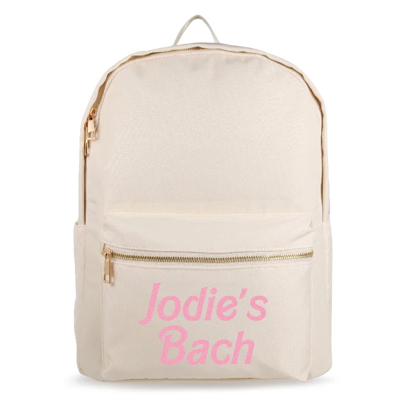 Heavy-duty backpack for construction worker essentials -Personalised Barbie Nylon Backpack - Ivory with Gold Hardware