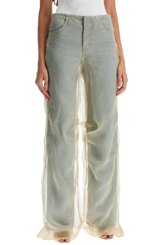 Cargo Jeans for Utility -silk organza layered jeans with a touch