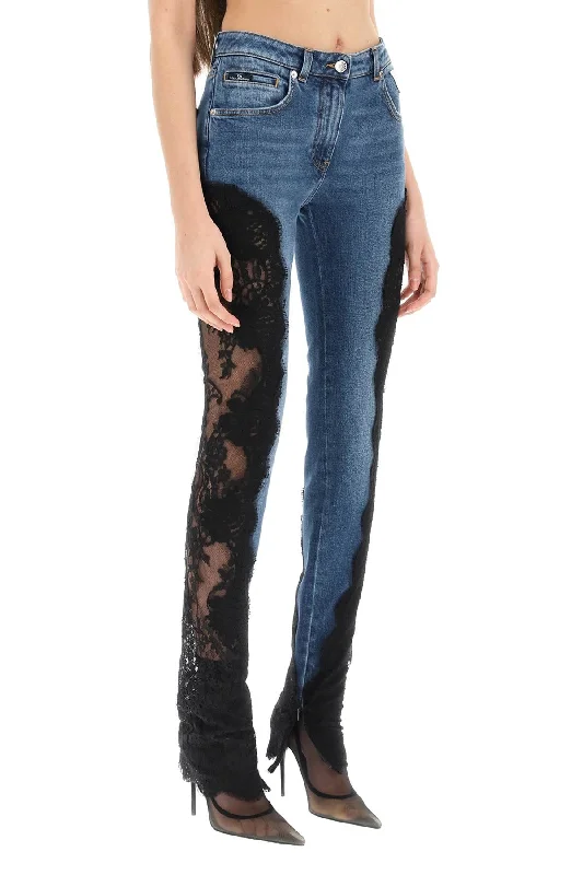 Sustainable Jeans for Eco -slim fit jeans with lace inserts