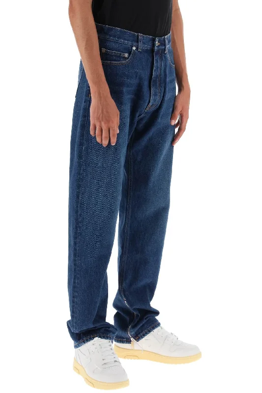 Yoga Jeans for Stretch -Off-white loose fit jeans with vintage wash