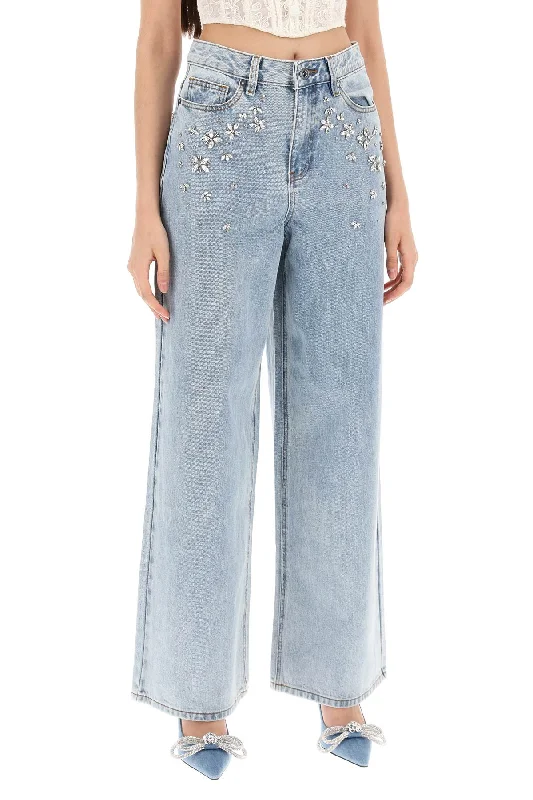 Jean Skirts for Feminine -wide jeans with applique details