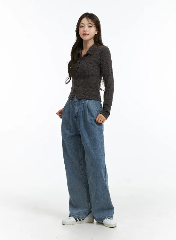 Pencil Skirt Jeans for Sophistication -Pintuck Washed Straight Leg Jeans OJ412