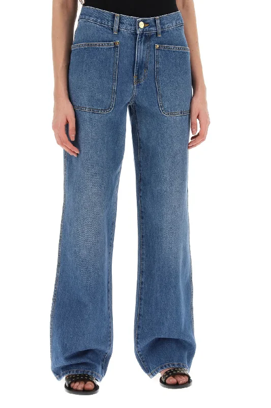 Flare Jeans for Retro Vibe -high-waisted cargo style jeans in