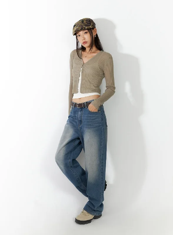 Rolled Shorts Jeans for Style -Washed Low Rise Baggy Jeans IL409