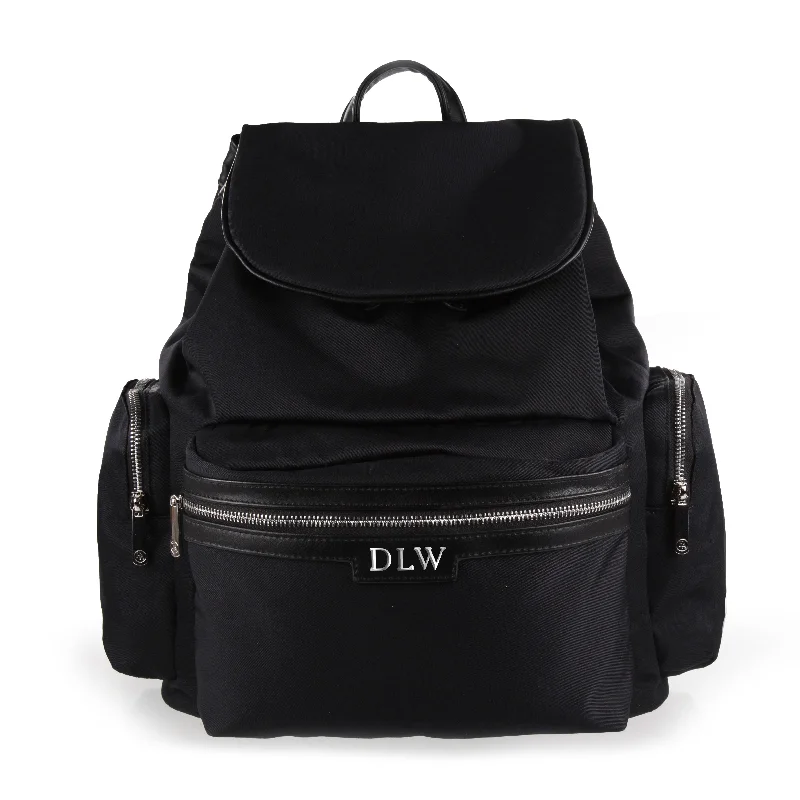 Laptop-friendly backpack for tech-savvy travelers -Personalised Luxury Backpack - Black with Silver Hardware