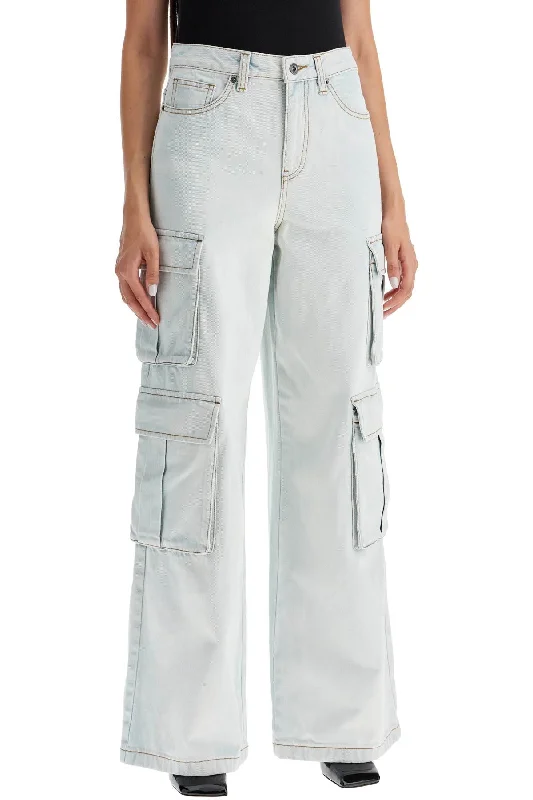 Cuffed Jeans for Stylish Touch -washed denim cargo jeans in