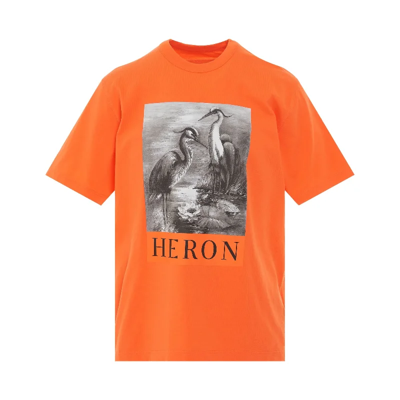 Professional backpack for corporate office essentials -Heron BW Short Sleeve T-Shirt in Orange/Black