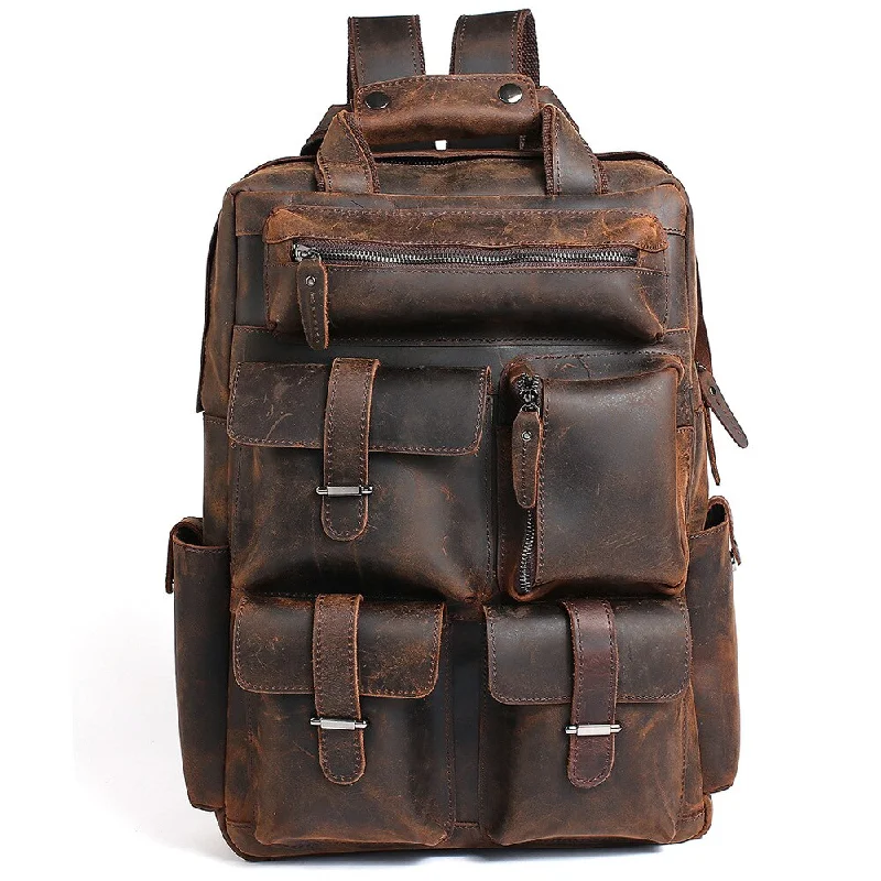 Tactical military backpack for rugged field missions -The Shelby Backpack | Handmade Genuine Leather Backpack