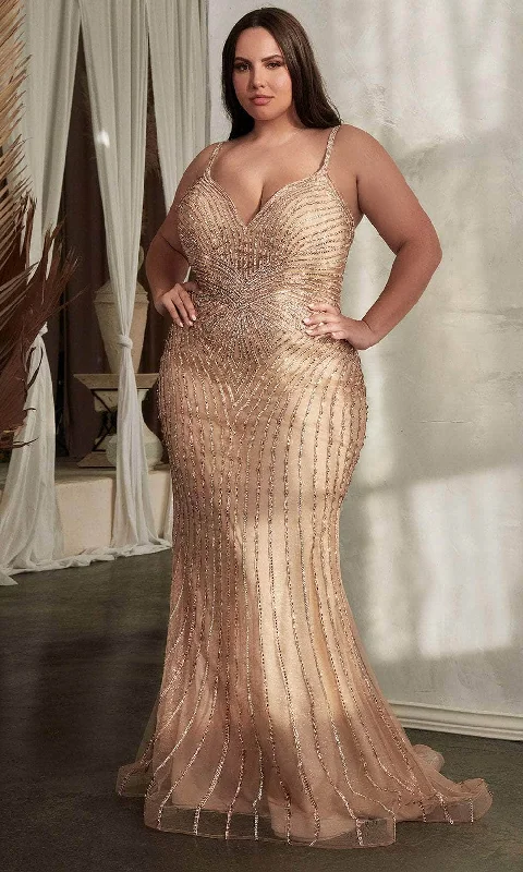 Plus size dresses for fuller busts fit perfectly -Ladivine CD845C - Beaded Sleeveless Prom Gown