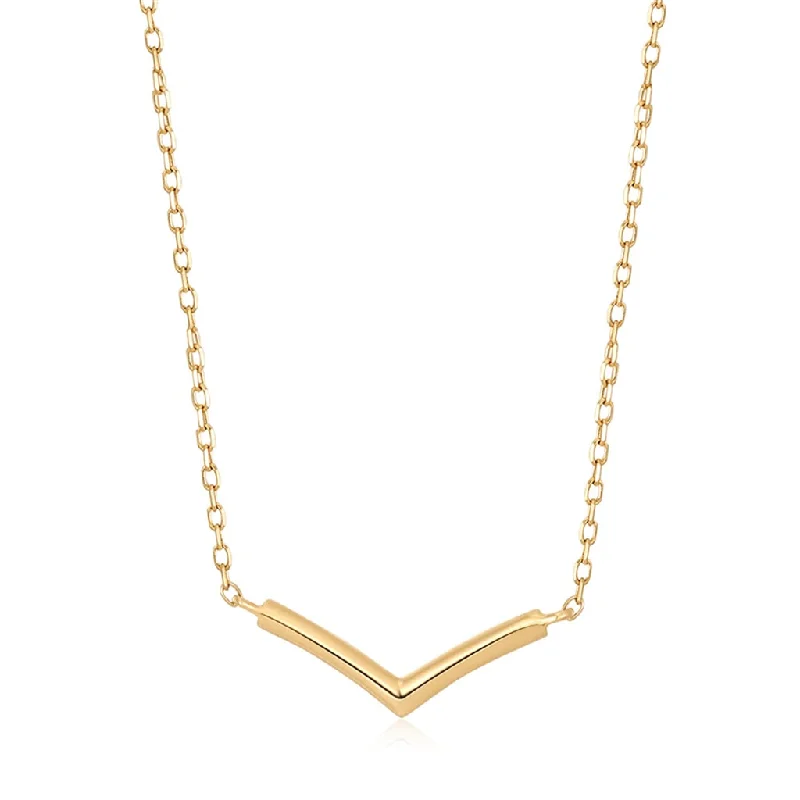 14K Yellow Gold Adjustable Wishbone Necklace by Aurelie Gi