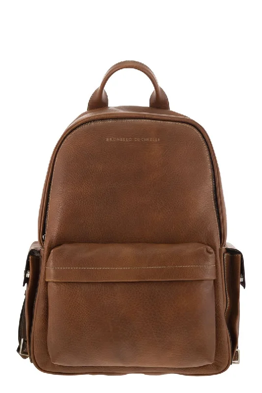 Designer backpack for high-end fashion enthusiasts -CALFSKIN BACKPACK WITH GRAIN