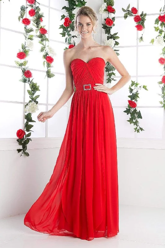 Stylish plus size dresses with stretch fabric flatter all -Cinderella Divine - Strapless Twined Front Chiffon Long Evening Gown