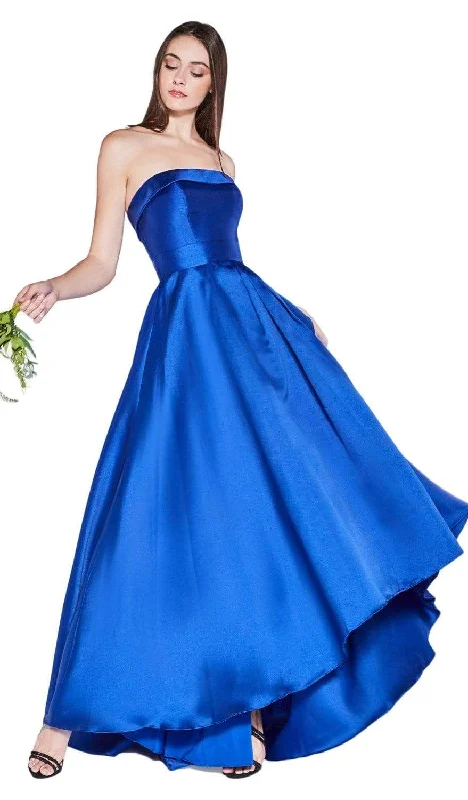 Plus size dresses with sturdy zippers stay secure -Cinderella Divine - 5277 Strapless Mikado High Low Hem Gown