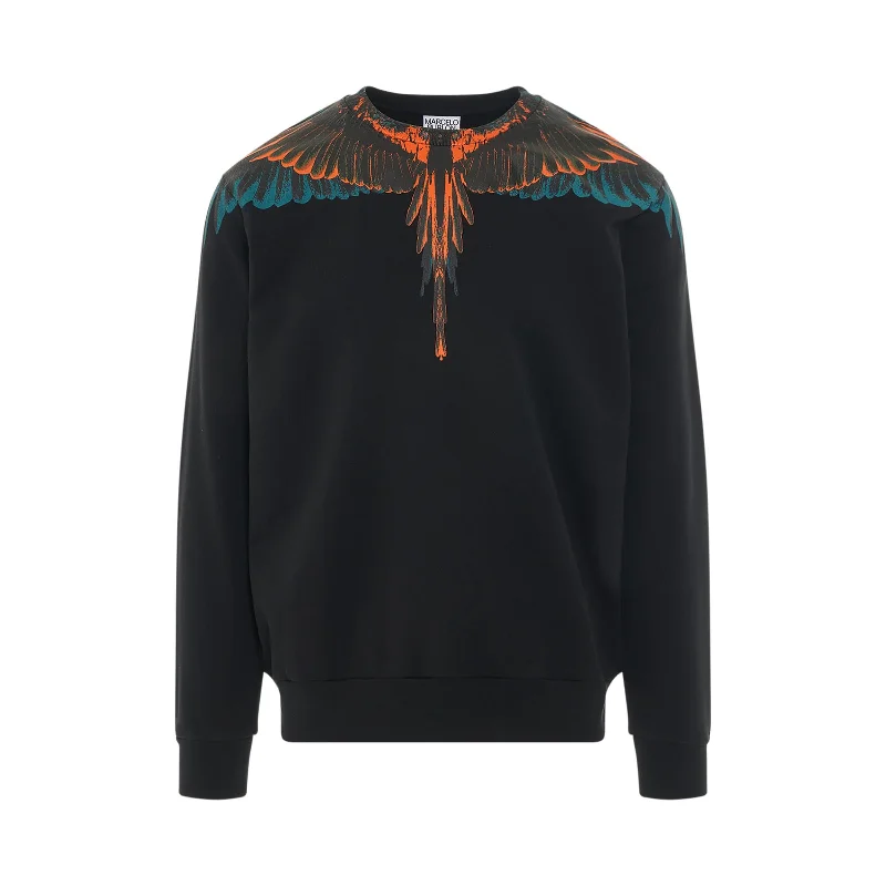 Stylish urban backpack for city lifestyle needs -Icon Wings Regular Crewneck in Black/Orange