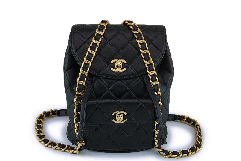 Camouflage backpack for hunting expedition needs -Chanel Vintage Black Lambskin Classic Quilted Backpack Bag 24k GHW