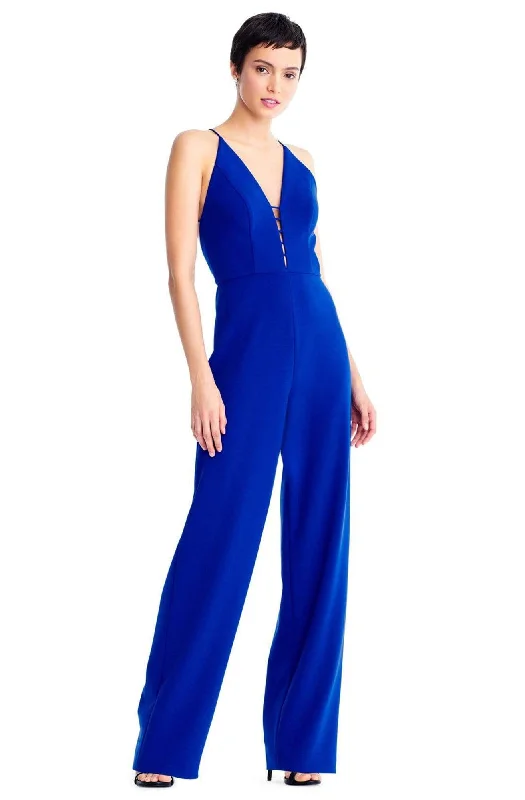 Plus size dresses for bridal parties glow elegantly -Aidan Mattox - MN1E204084 Deep V-neck Jumpsuit With Cutouts