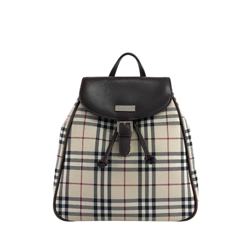 Casual minimalist backpack for simple daily carry -BURBERRY Nova Check Backpack Beige Vintage anxvnm