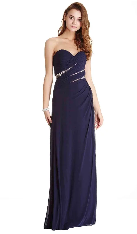 Plus size dresses with timeless cuts suit all -Aspeed Design - Diagonally Embellished Affordable Prom Dress