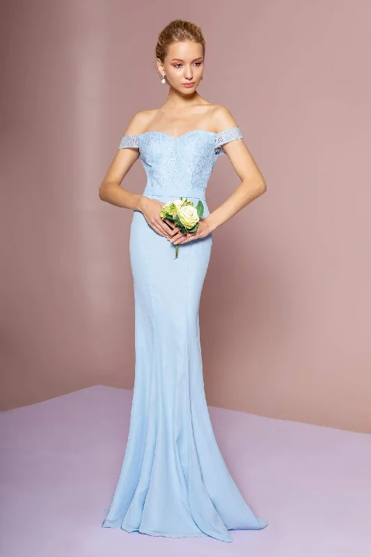 Plus size dresses featuring wrap styles are versatile -Elizabeth K - GL2697 Off Shoulder Lace Bodice Mermaid Gown