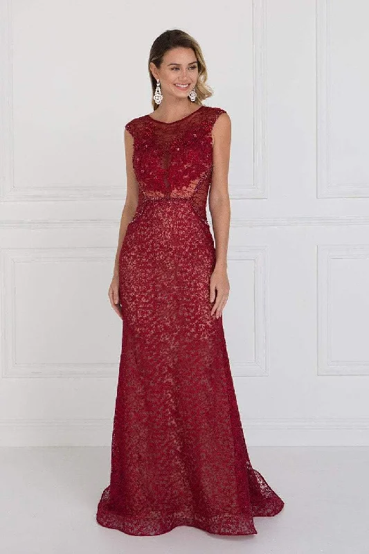 Plus size dresses for bold outfits match well -Elizabeth K - GL1531 Embellished Illusion Fitted Evening Dress