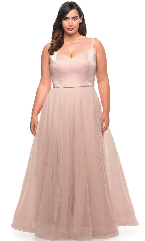 Plus size dresses with durable weaves endure wear -La Femme 29072 - Sleeveless Tulle Prom Dress