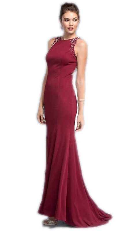 Plus size dresses with lightweight materials feel easy -Aspeed Design - Bejeweled Sheath Prom Dress With Train