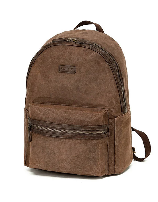 Multi-use backpack for gym and office needs -TOSCA- WAXED CANVAS BACKPACK | BROWN