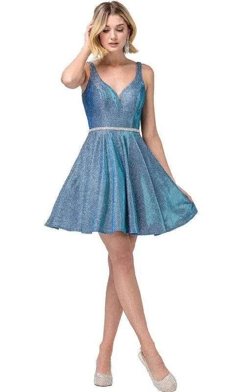 Plus size dresses with soft cotton feel comfy -Dancing Queen - 3142 V-Neck Pleated A-Line Cocktail Dress