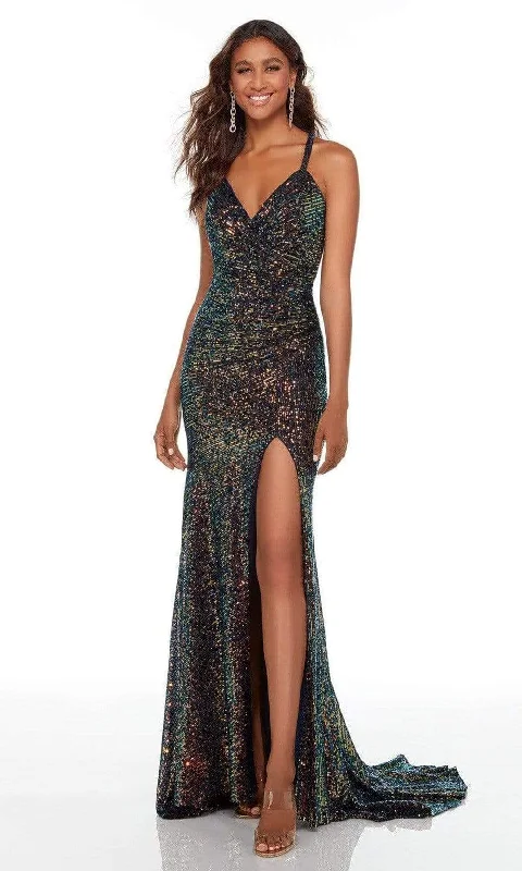 Plus size dresses for power dressing empower daily -Alyce Paris - 61150 Sequined High Slit Gown