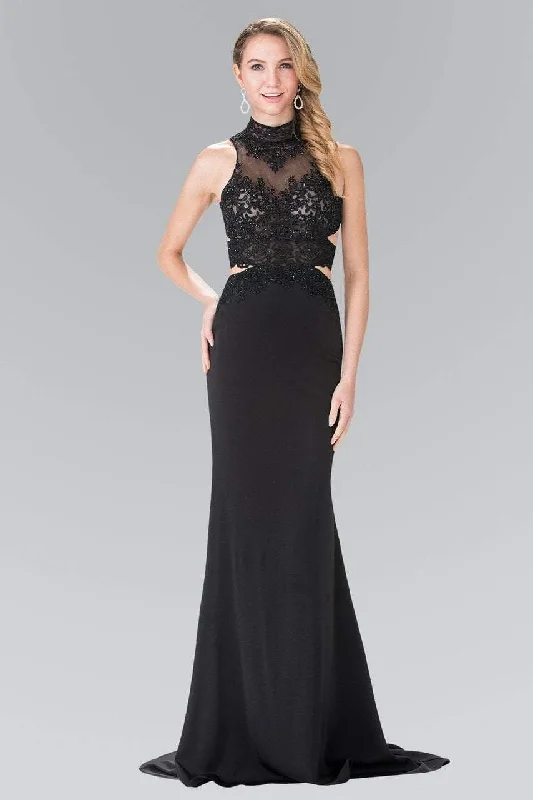 Plus size dresses for every mood adapt well -Elizabeth K - GL2225 Bead Embellished High Neck Sheath Gown